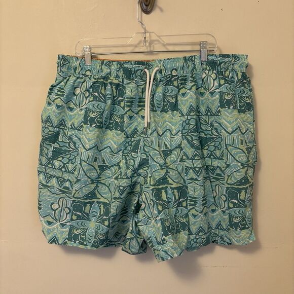 Brooks Brothers‎ Swim Trunks Mens XXL Blue Geometric Preppy Lined Shorts 6" - Picture 1 of 5